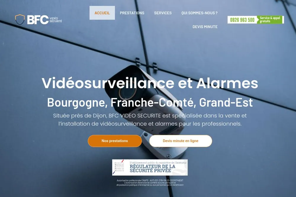 Réalisation WEBBBY — BFC Sécurité, Vidéosurveillance & sécurité — Villeurbanne